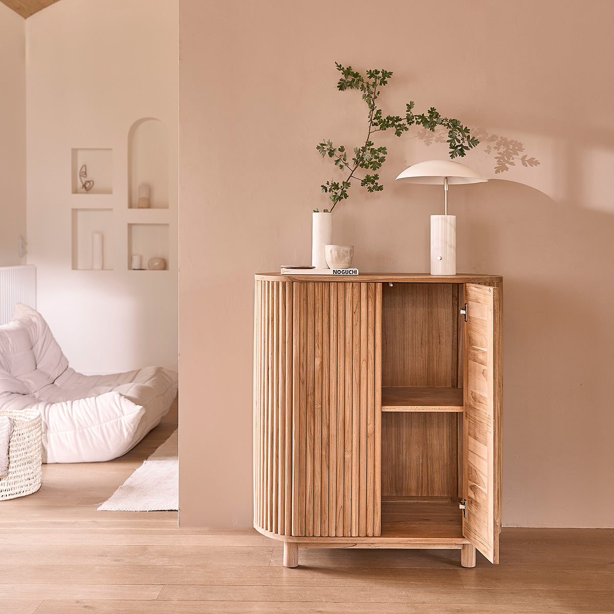 Berah Getah Coline buffet teck massif 90 cm 2 portes
