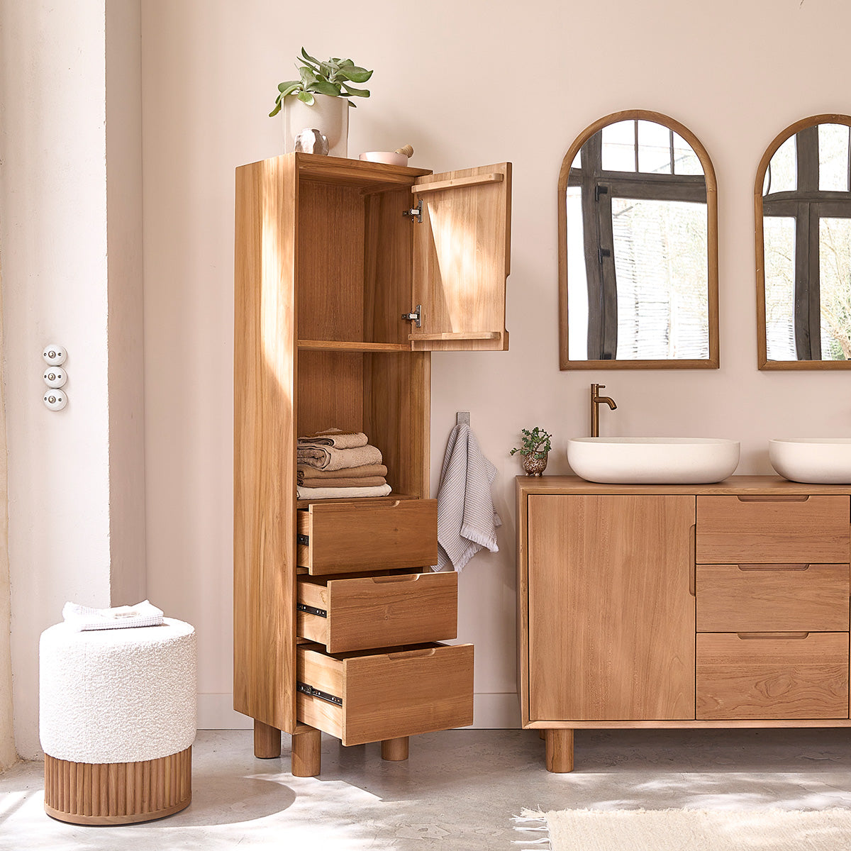 Berah Getah Gustave colonne salle de bain teck 45 cm