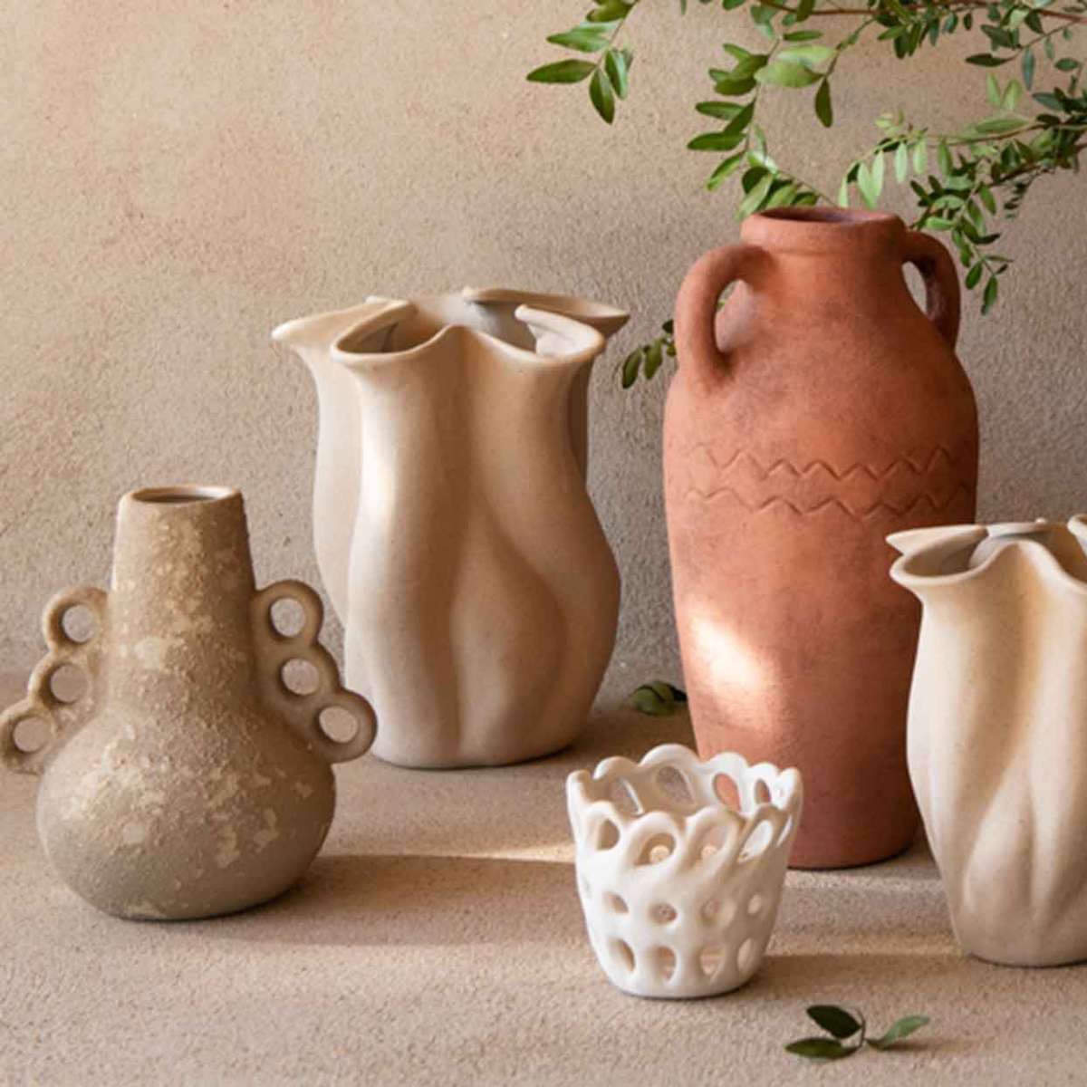 Andrea House Atacama vase céramique marron 19 cm