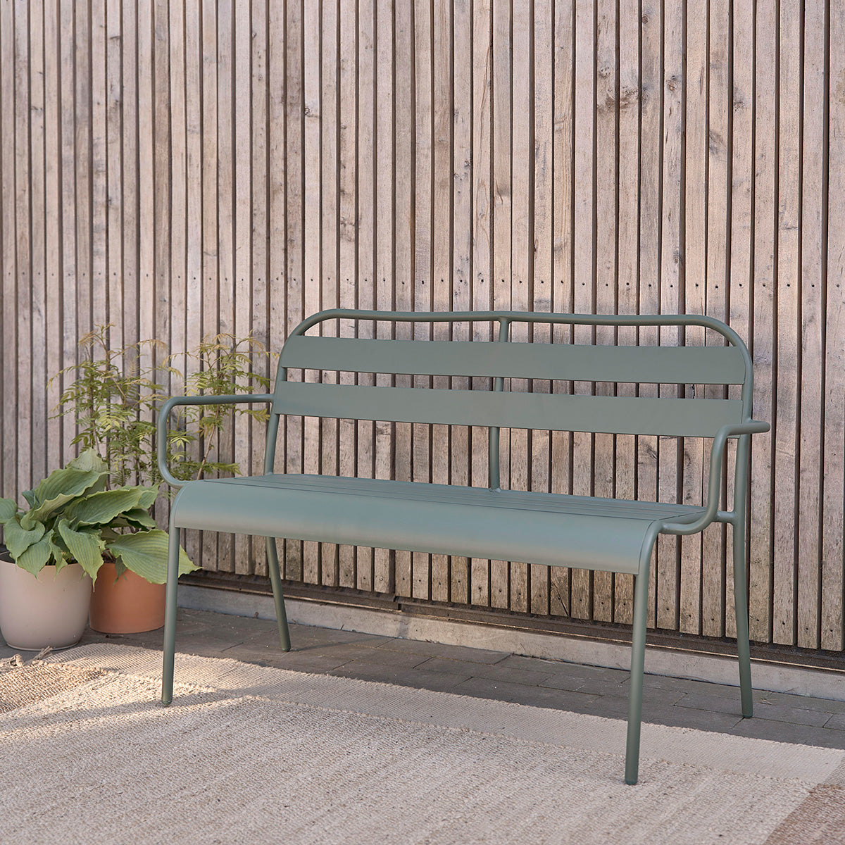 Berah Getah Zéphir banc vert 118 cm en aluminium