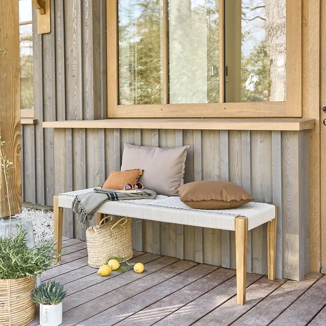 Berah Getah Jardin banc de jardin teck massif cordage beige