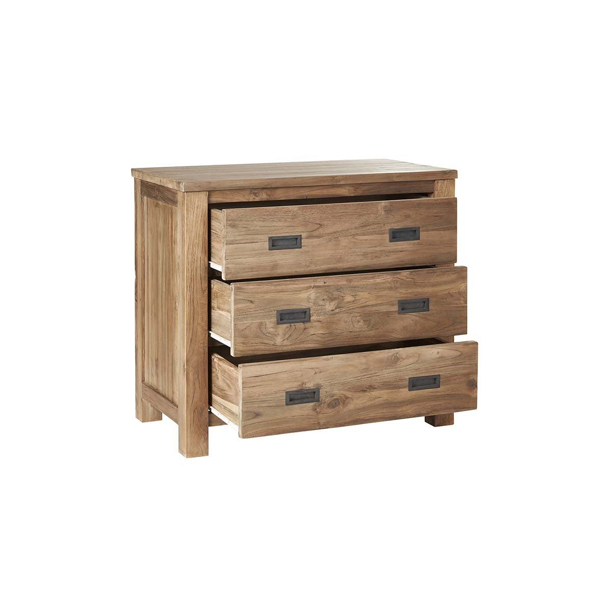 Berah Getah CARGO commode teck recyclé 90 cm 3 tiroirs
