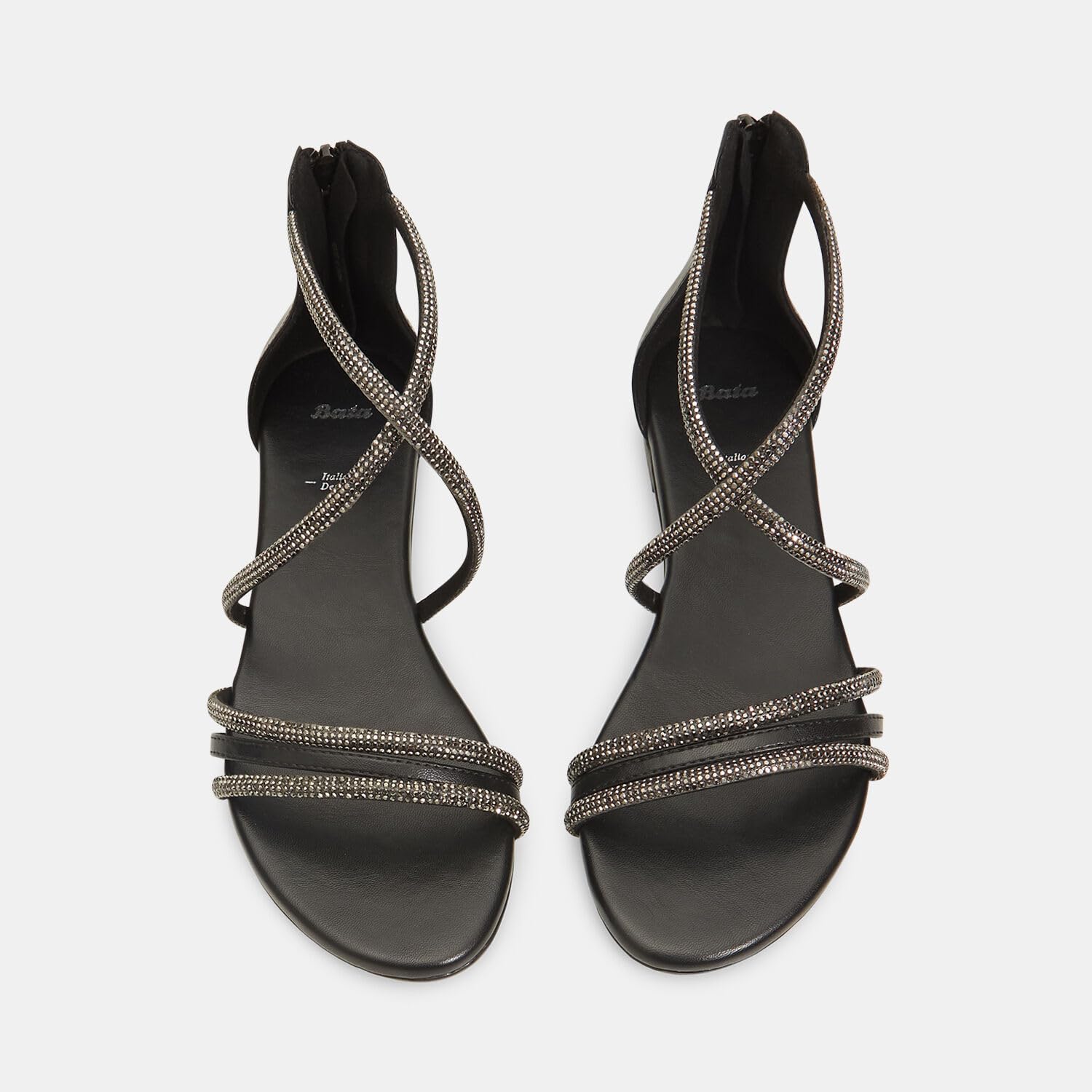 Bata Sandales sandales plates femme strass confort
