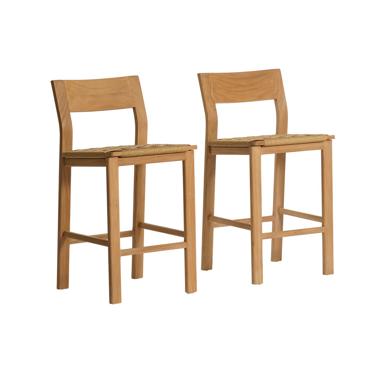 Berah Getah Piana Lot 2 chaises bar jardin teck rotin