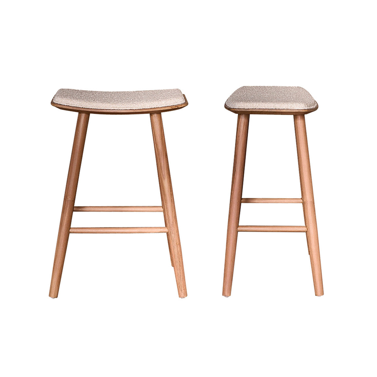 Berah Getah Ambre tabouret bar teck bouclette 65cm lot 2