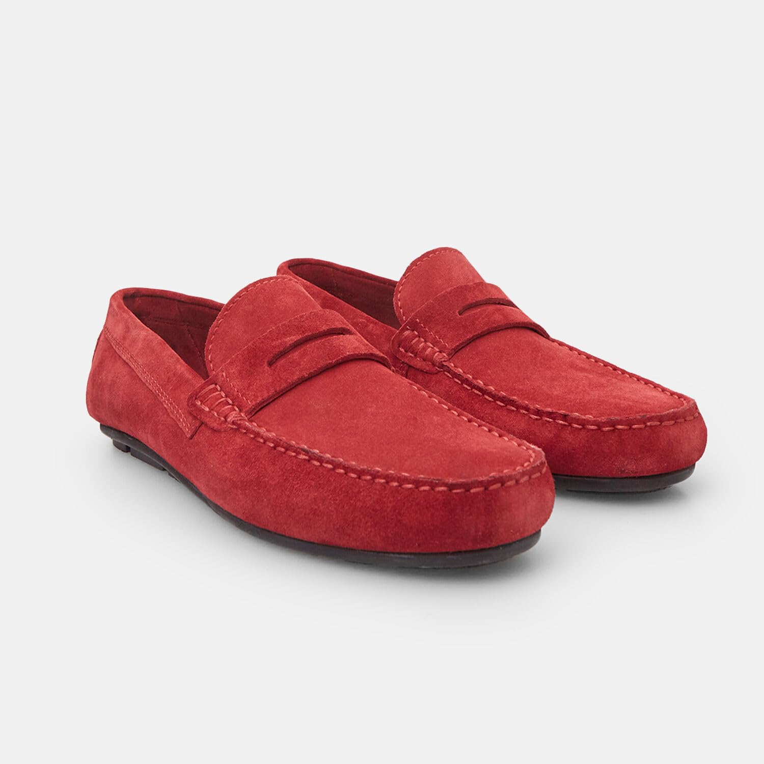 Bata Mocassins Homme suédine rouges confort cuir