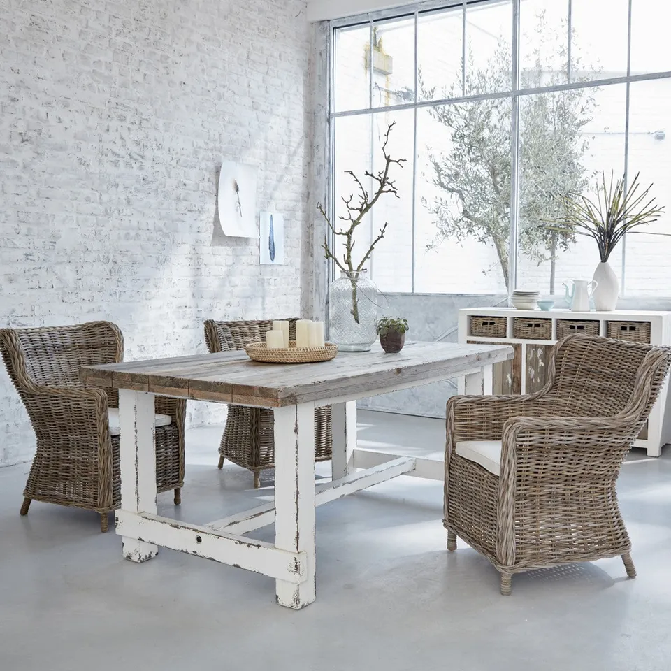 Berah Getah Atlantic table à manger bois recyclé 8 pers patinée