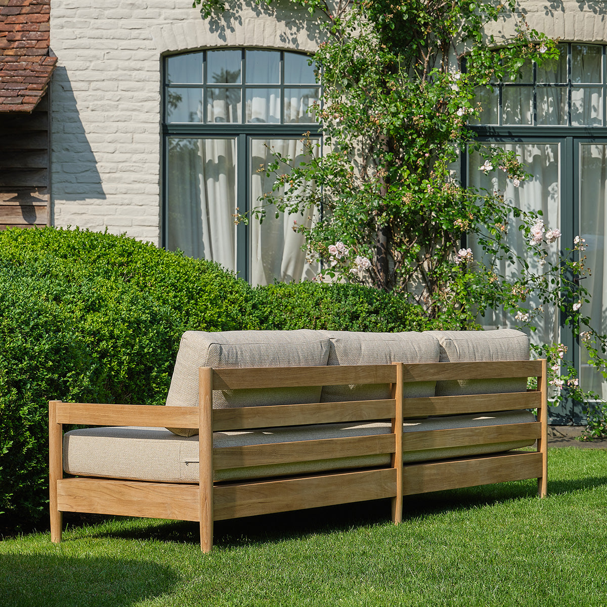 Berah Getah Jardin CALVI canapé de jardin teck 4 places beige