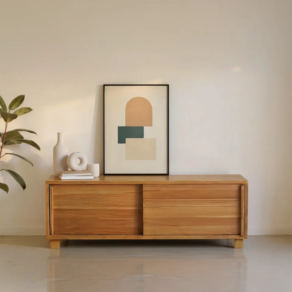 Berah Getah NIDO meuble TV teck 100 cm 2 portes