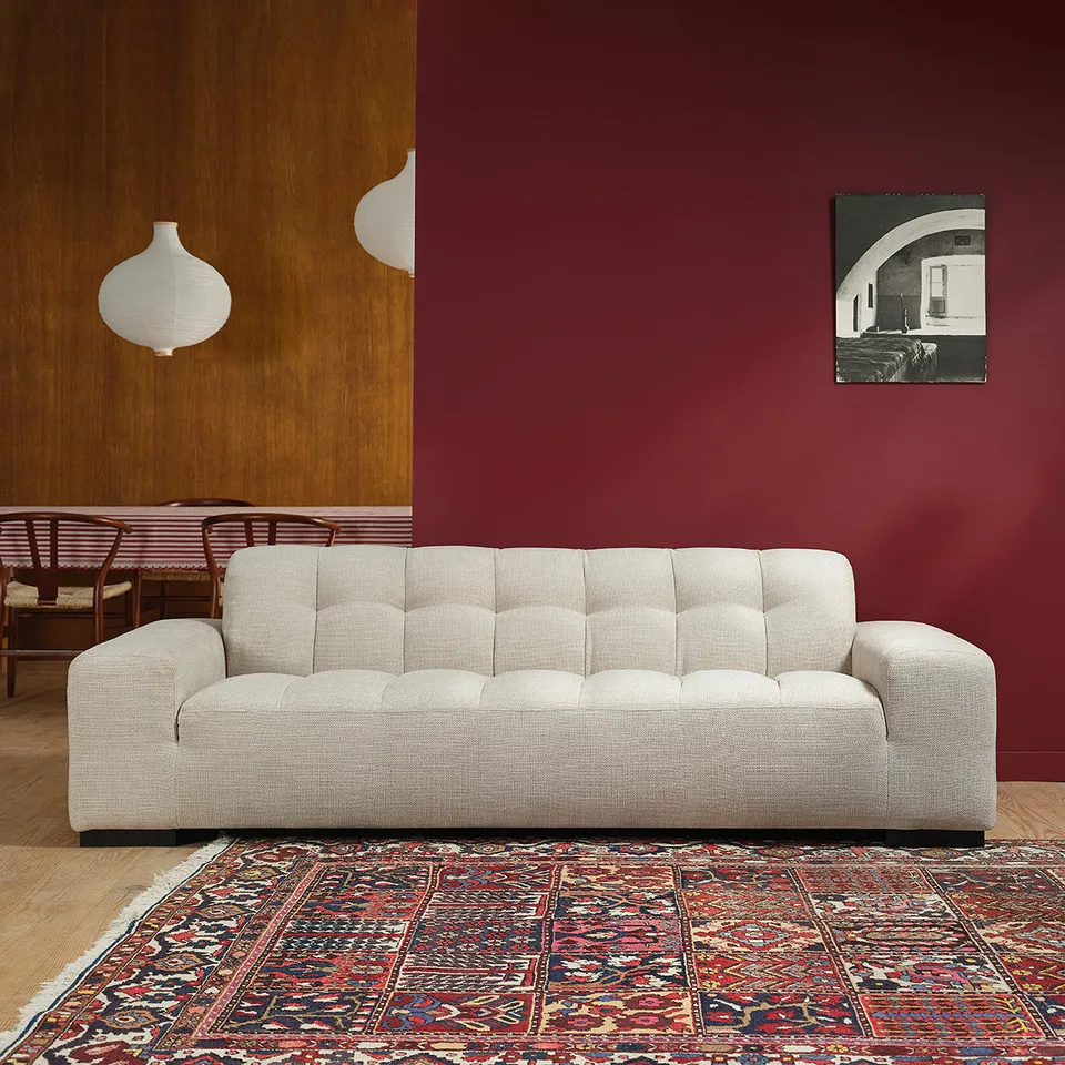 Berah Getah Alphonse canapé tissu 4 places beige chiné