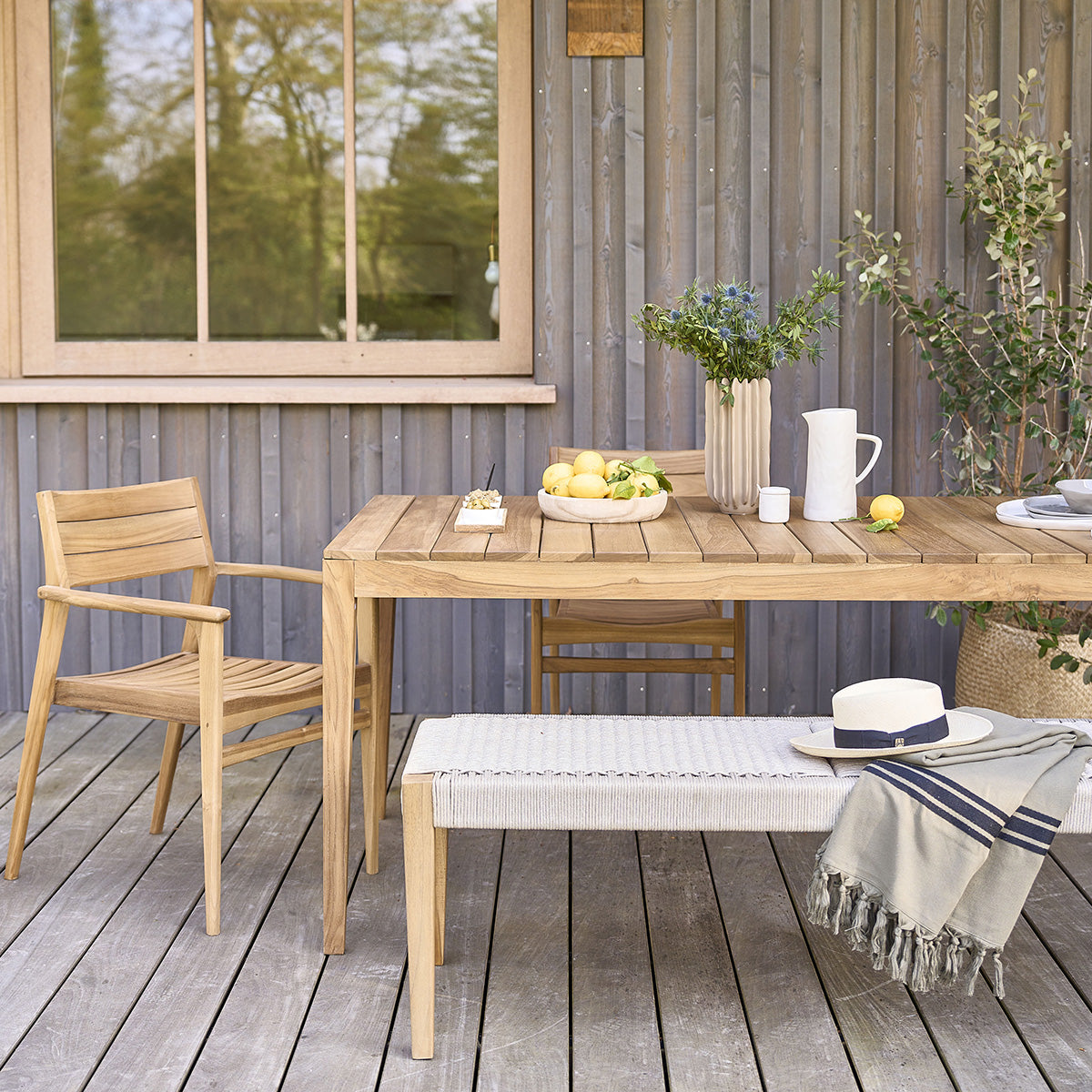 Berah Getah Jardin banc de jardin teck massif cordage beige