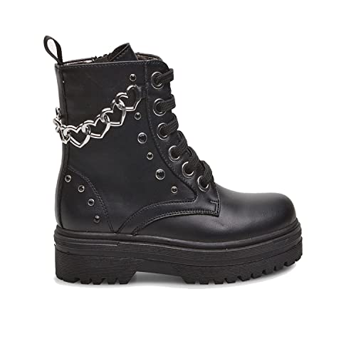 Bata Bottines combat fille effet cuir chaîne