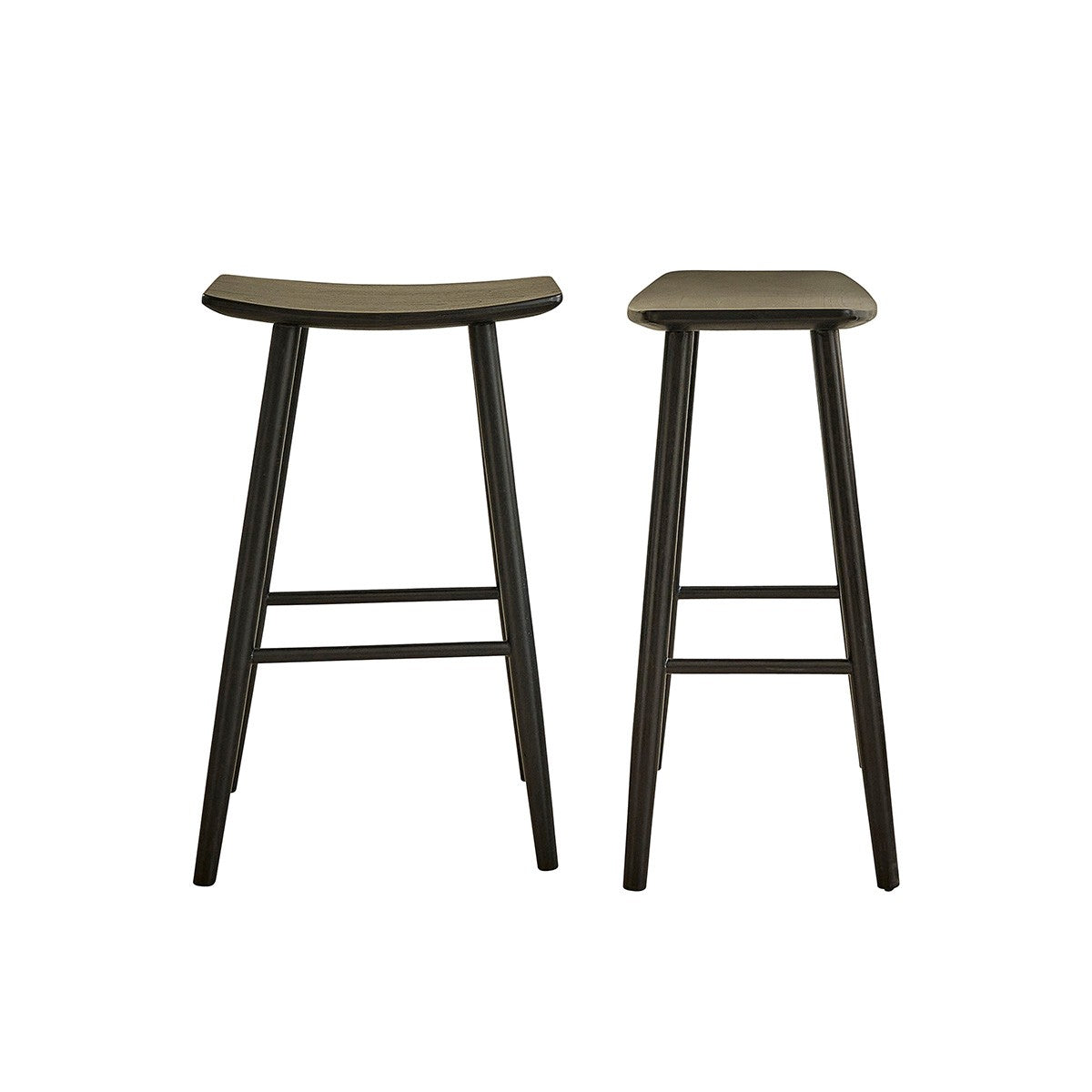 Berah Getah Ambre lot 2 tabourets bar teck noir 75 cm