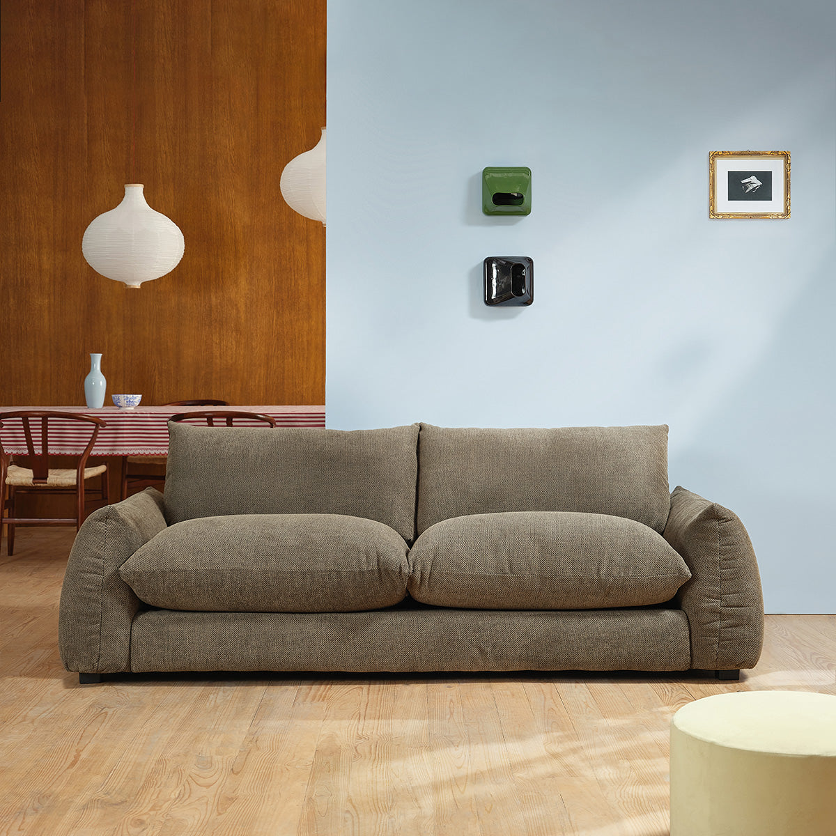Berah Getah JACQUES canapé 3 places tissu kaki déhoussable