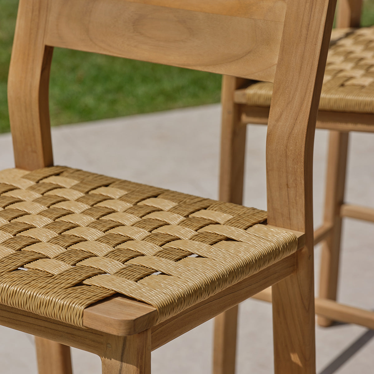 Berah Getah Piana Lot 2 chaises bar jardin teck rotin