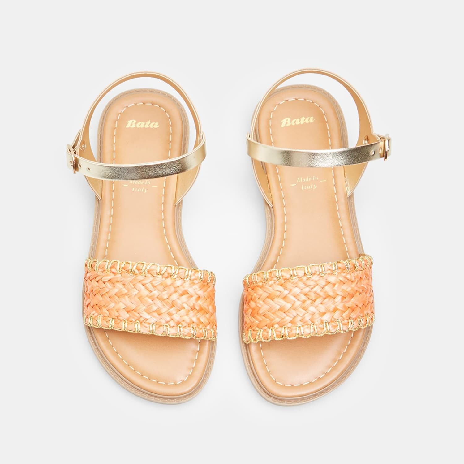 Bata sandales fille tressé boucle cuir été