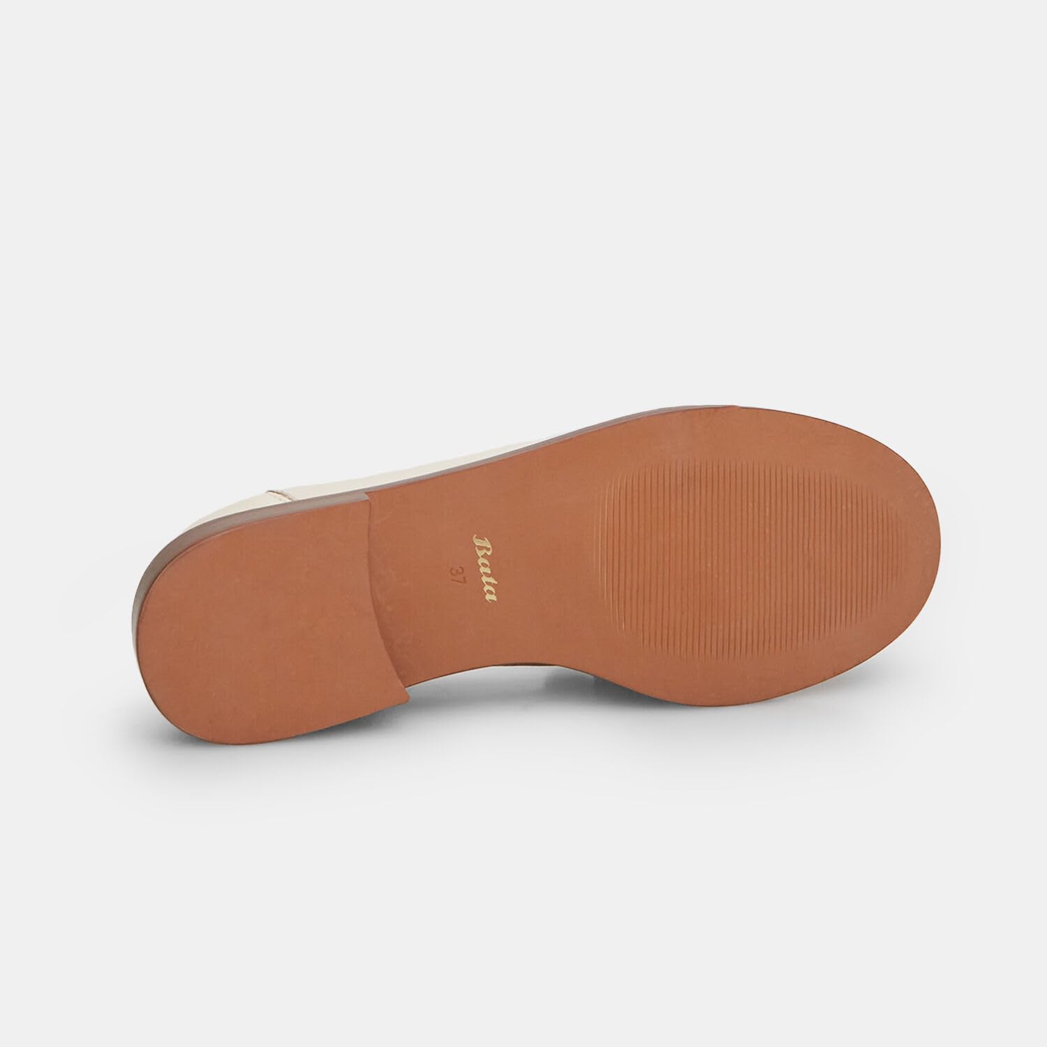Bata Mocassins cuir femme beige semelle gomme