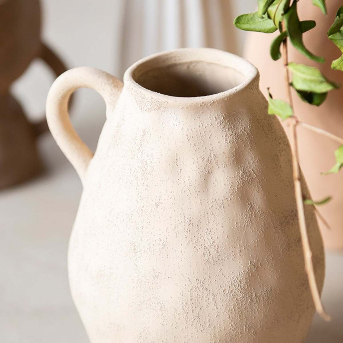 Andrea House Masaka Vase grès beige 25 cm