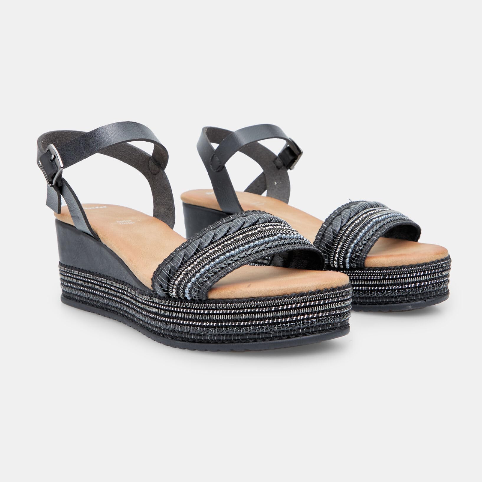 Bata Sandales femme compensées corde 6 cm strass