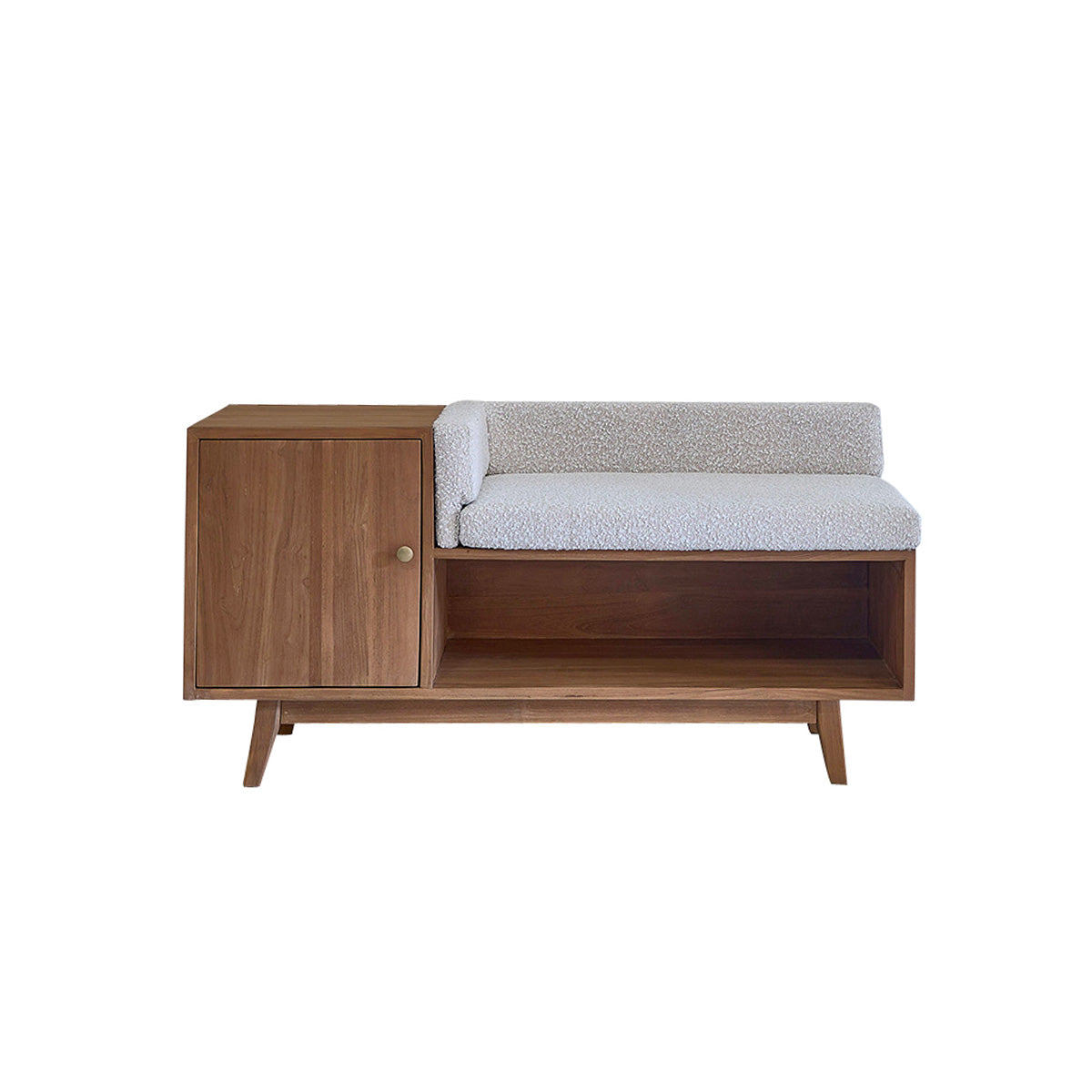 Berah Getah Serene banc entrée teck bouclette 120 cm rangement