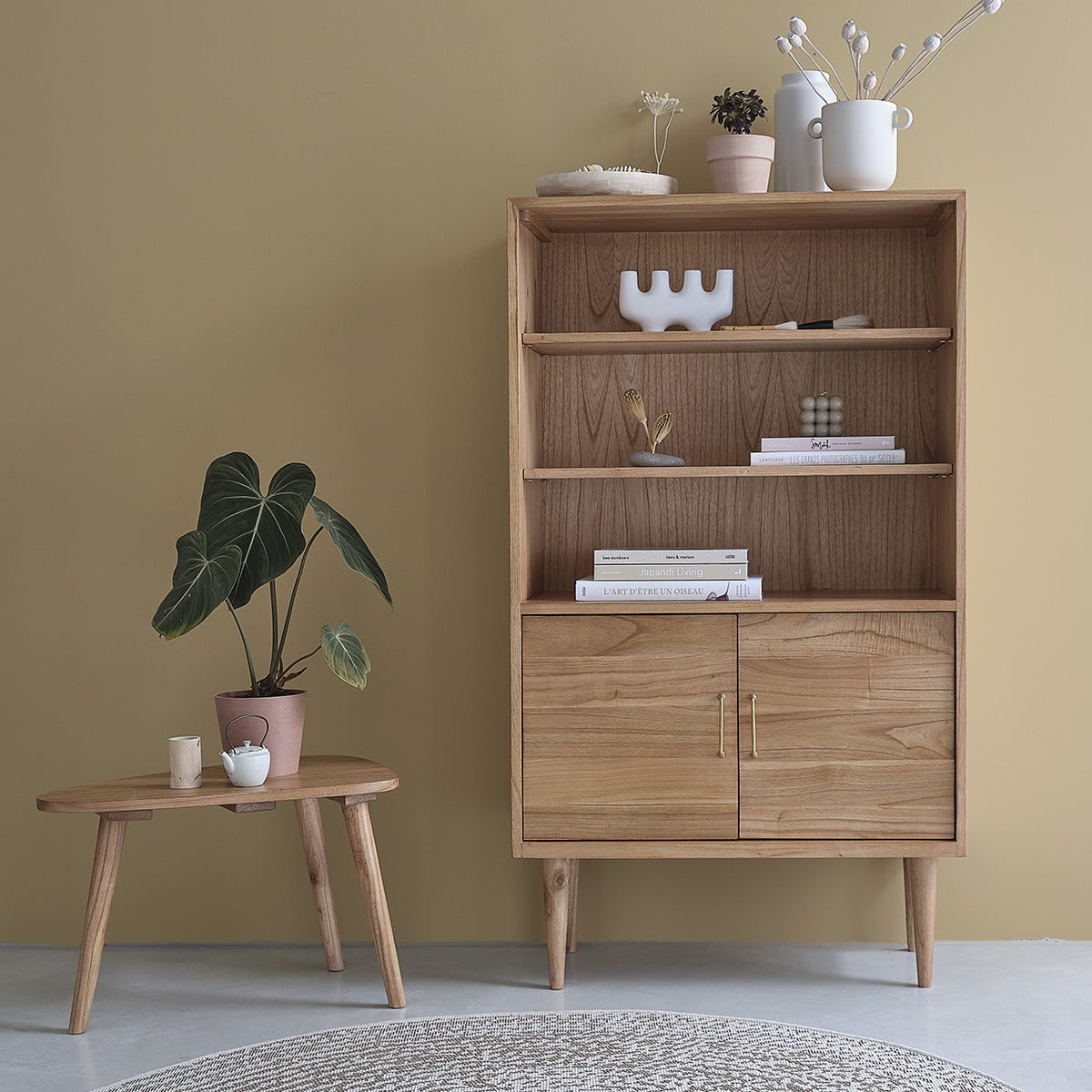 Berah Getah SUZANNE bibliothèque mindi 85 cm 2 portes