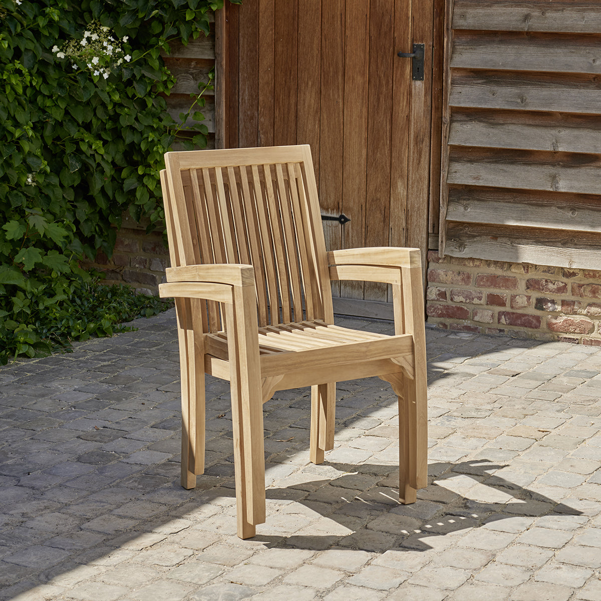 Berah Getah Malte fauteuil jardin teck empilable lot de 2
