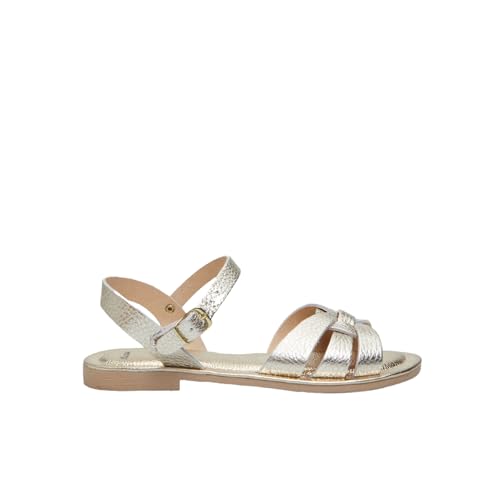 Bata Sandale Cuir Femme Plate Bandes Croisées Boucle