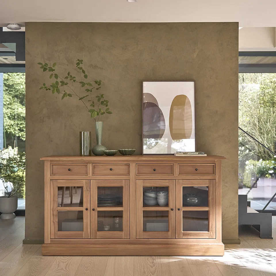 Berah Getah Domaine buffet teck 160 cm portes vitrées