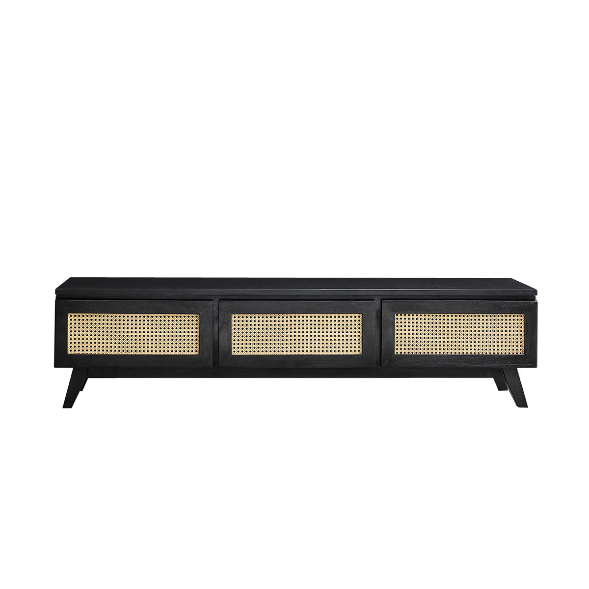 Berah Getah ISÉE meuble TV mindi cannage noir 160 cm