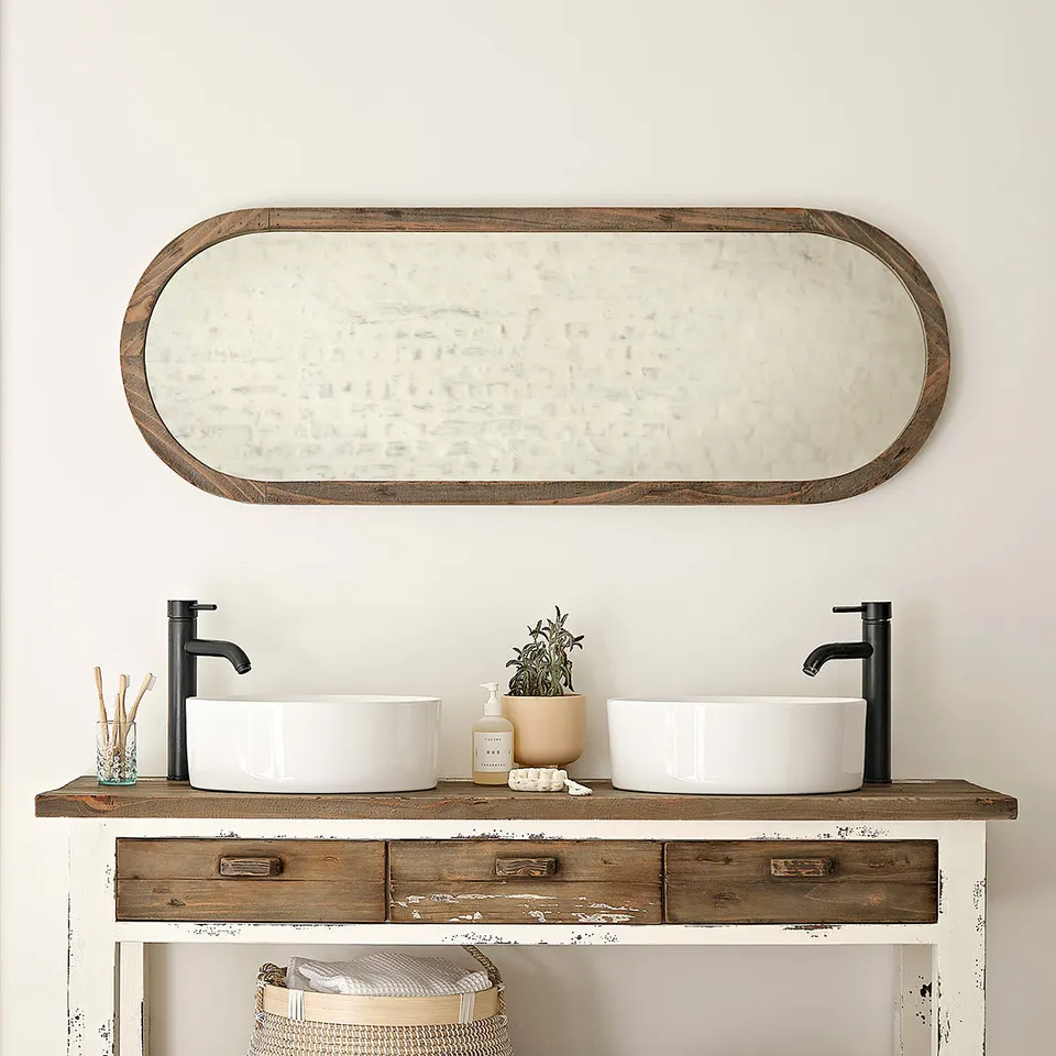 Berah Getah Sezanne Miroir ovale bois recyclé 140x50 cm