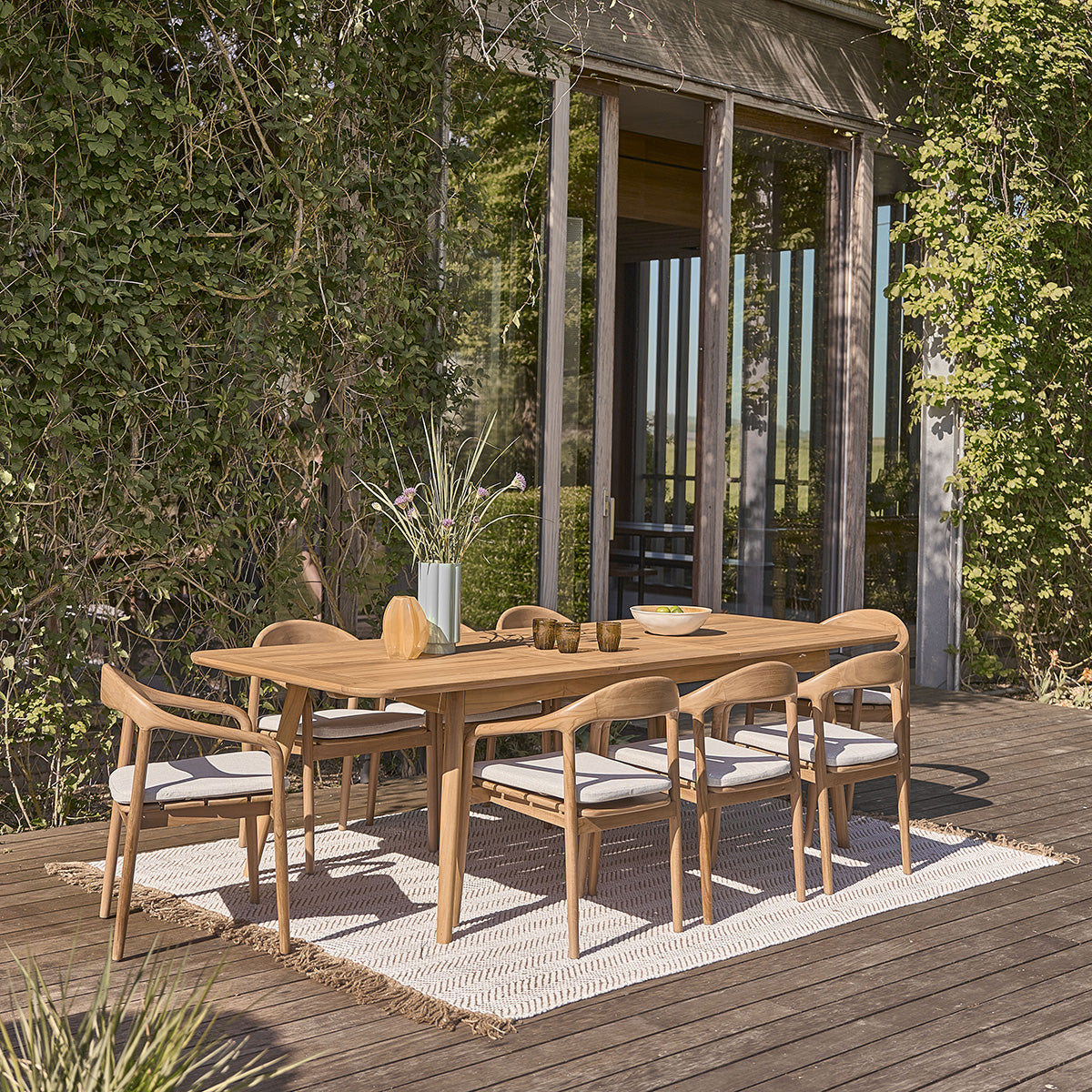 Berah Getah Ambre fauteuil jardin teck lot de 2 + coussin