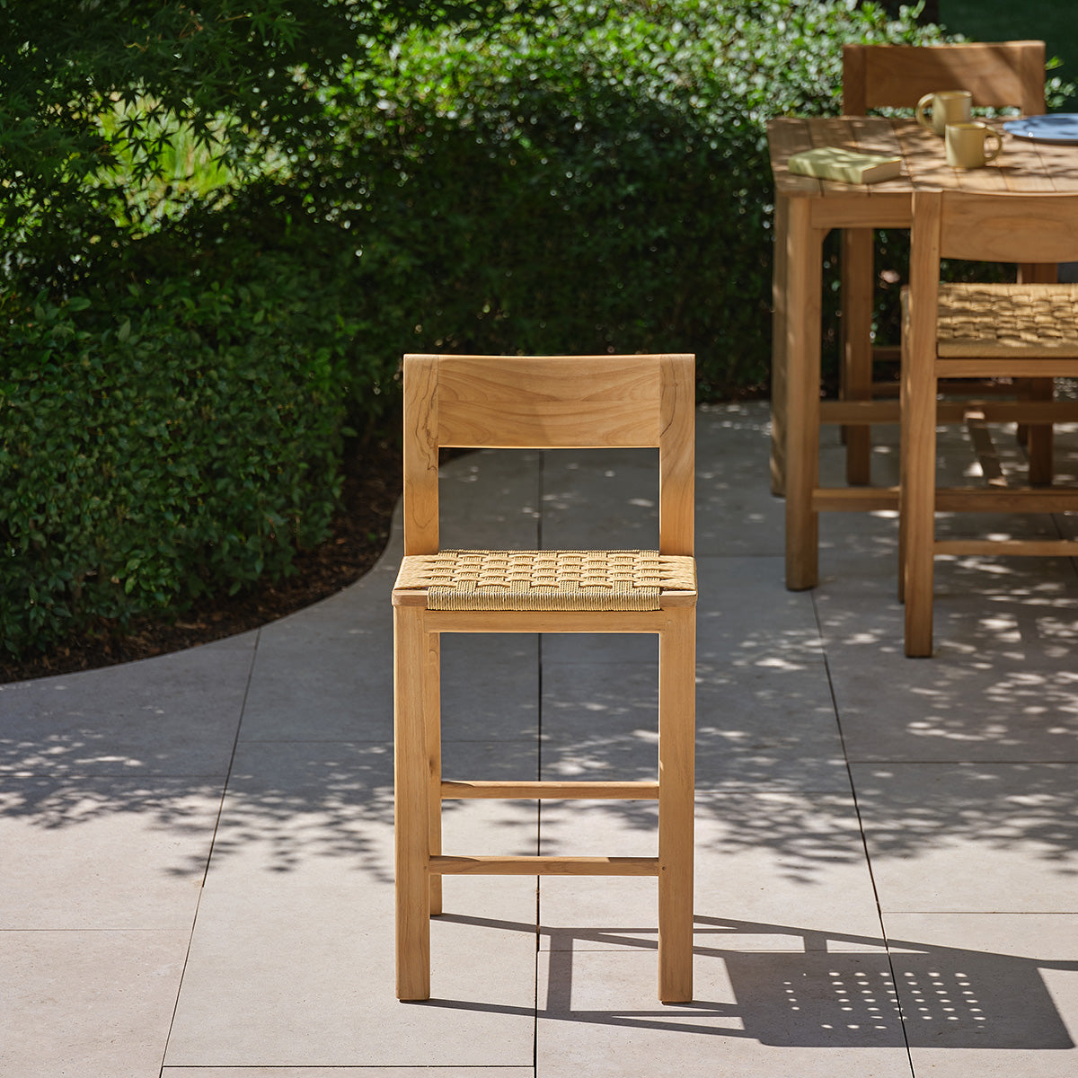 Berah Getah Piana chaise de bar jardin teck premium rotin