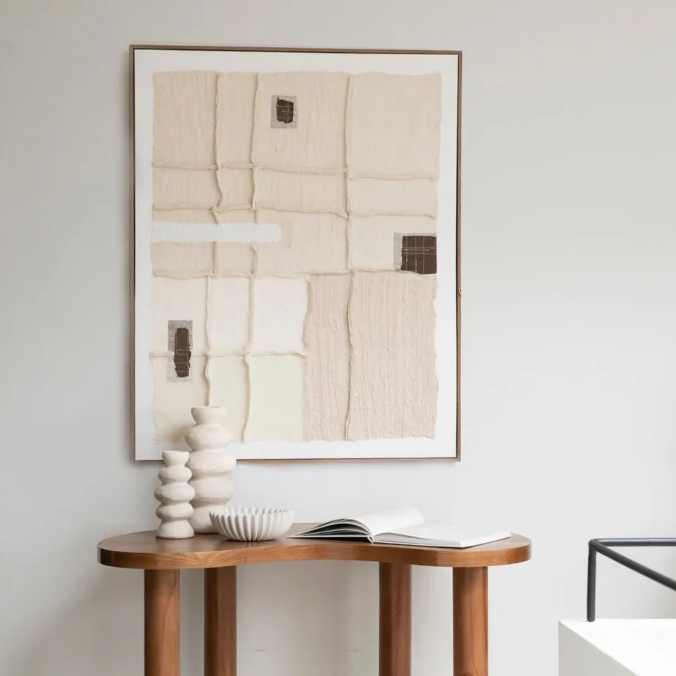 Andrea House Manaos tableau abstrait beige 80x100 cm