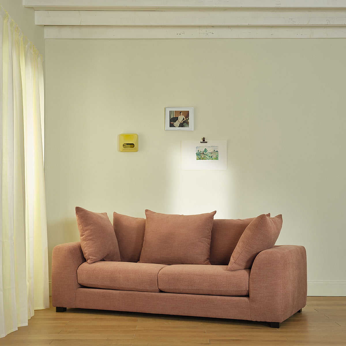 Berah Getah Edmond canapé 3 places lin terracotta