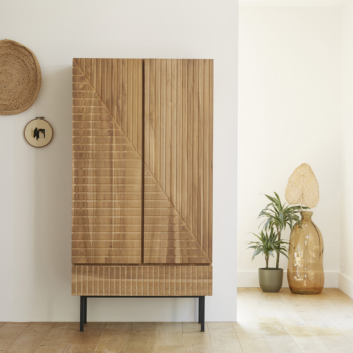 Berah Getah PORTLAND Armoire teck 95 cm 2 portes