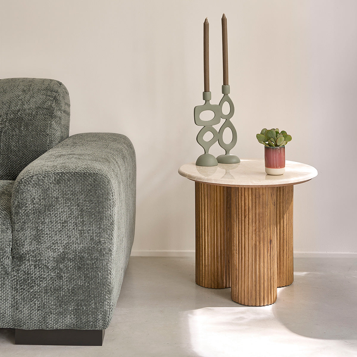 Berah Getah Toscane table appoint ronde marbre
