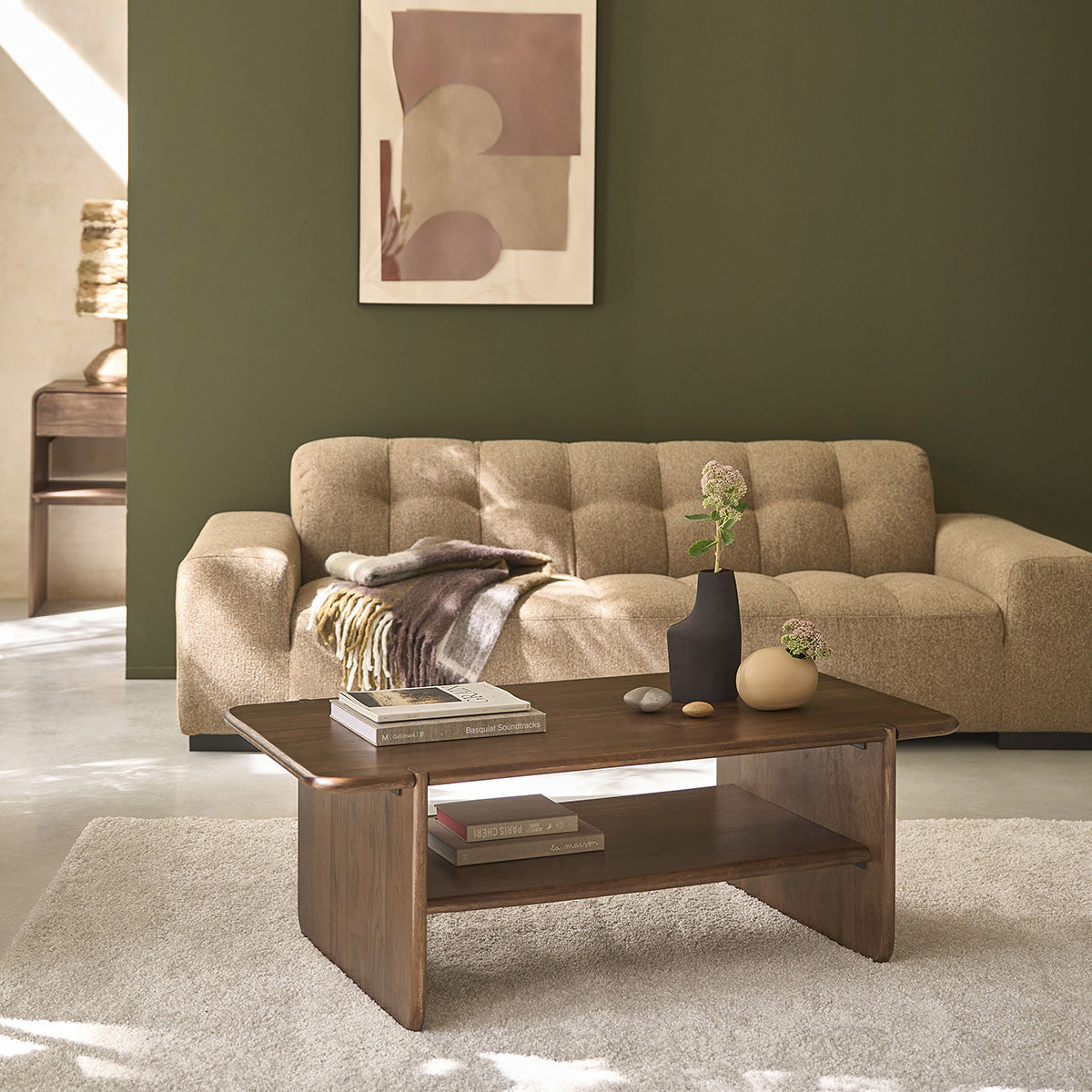 Berah Getah Sofia table basse 120 cm en manguier massif