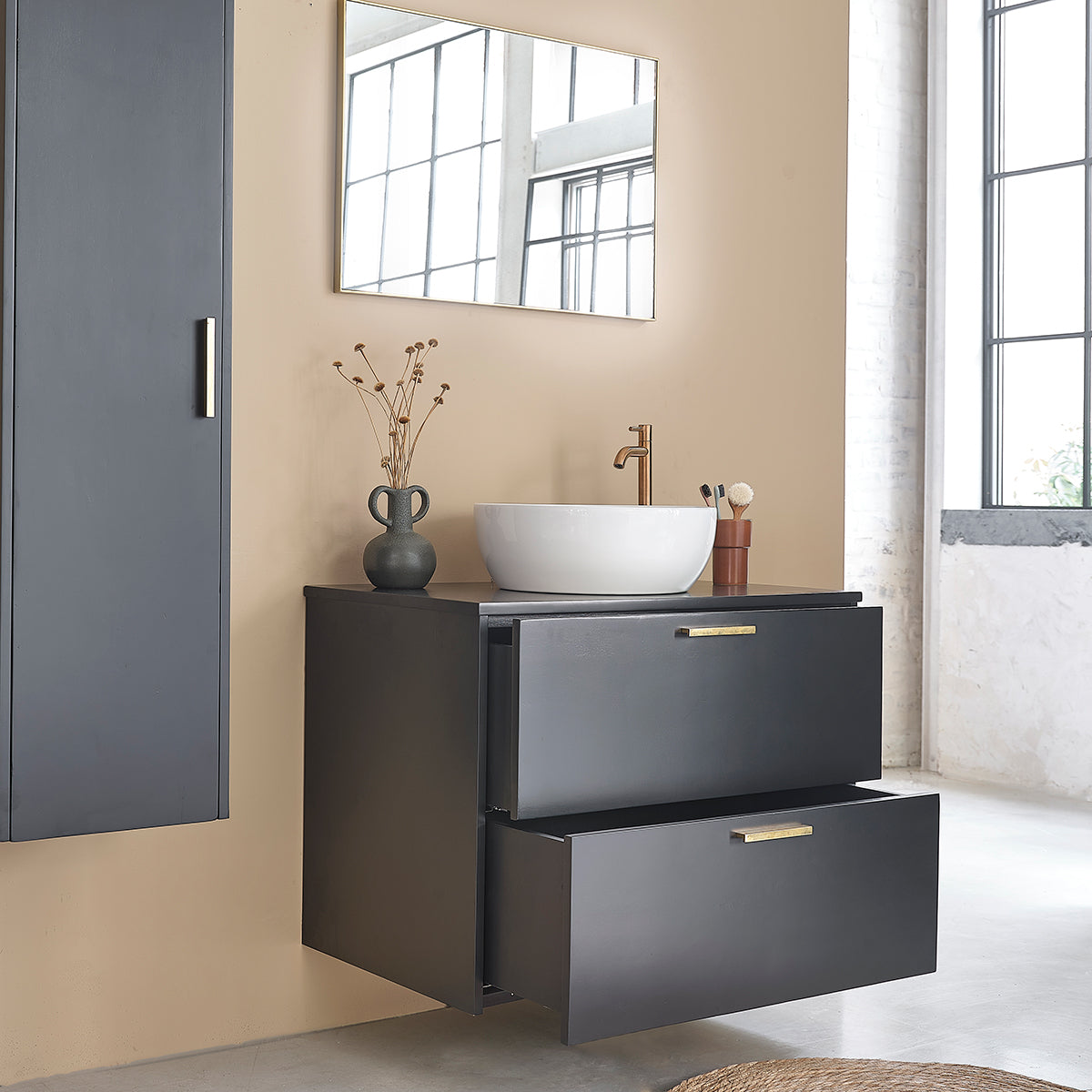 Berah Getah Luna meuble vasque acacia 80 cm noir