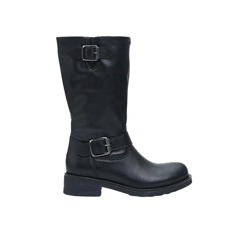 Bata Bottines Biker femme cuir double boucle