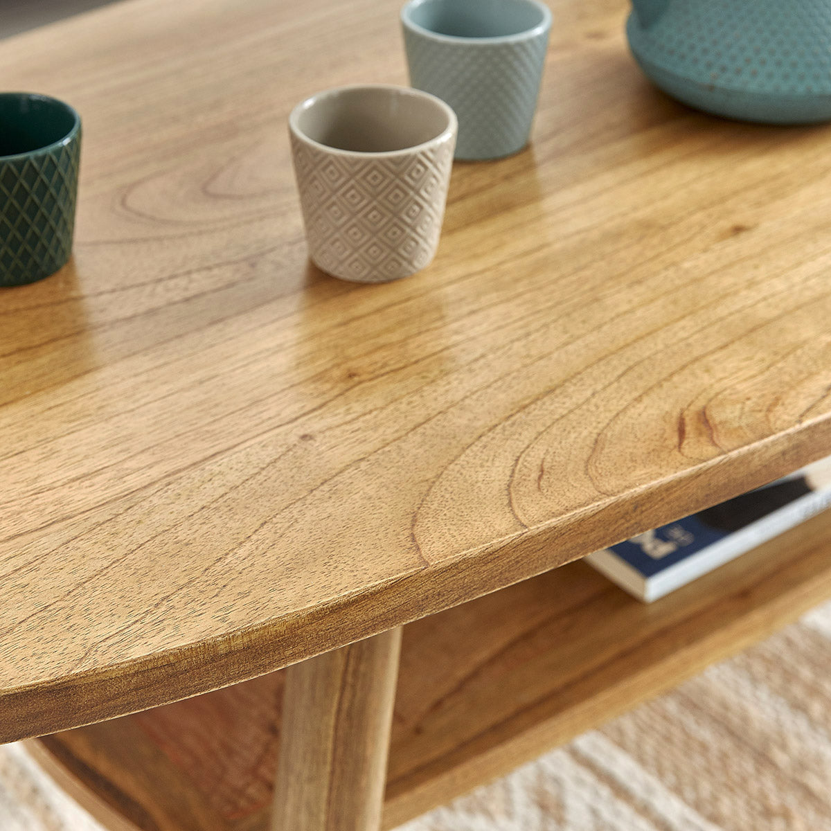 Berah Getah Tilo table basse mindi massif 160 cm nature