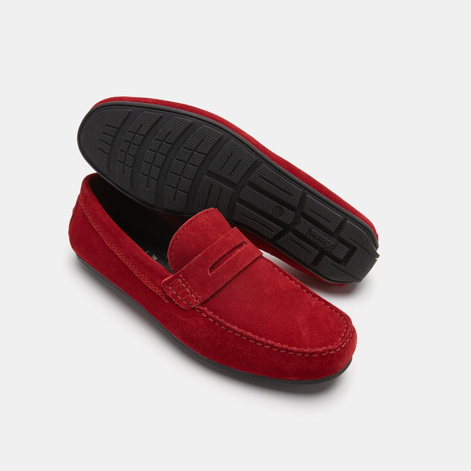 Bata Mocassins Homme suédine rouges confort cuir