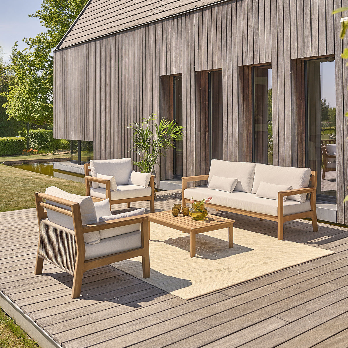 Berah Getah MAORA table basse jardin teck massif lattes