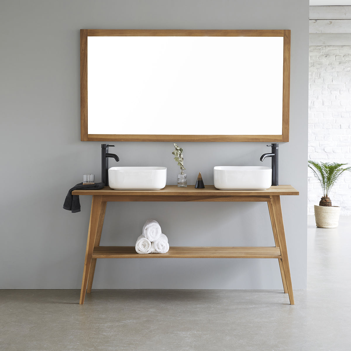 Berah Getah miroir teck massif rectangulaire 150x80 cm