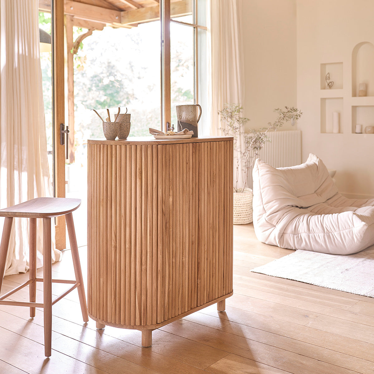 Berah Getah Coline meuble bar teck massif 90 cm push