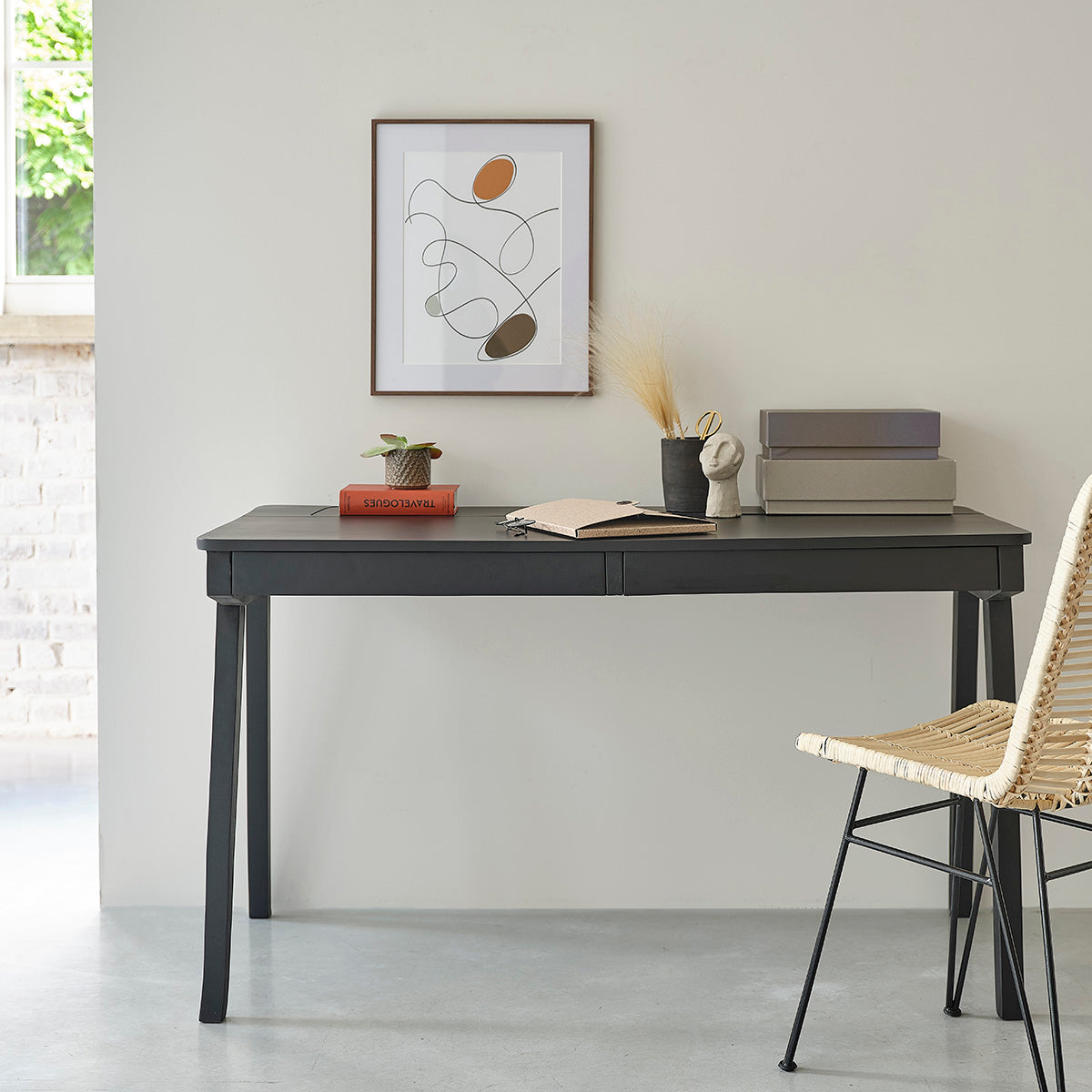 Berah Getah GLASGOW bureau manguier 130 cm noir