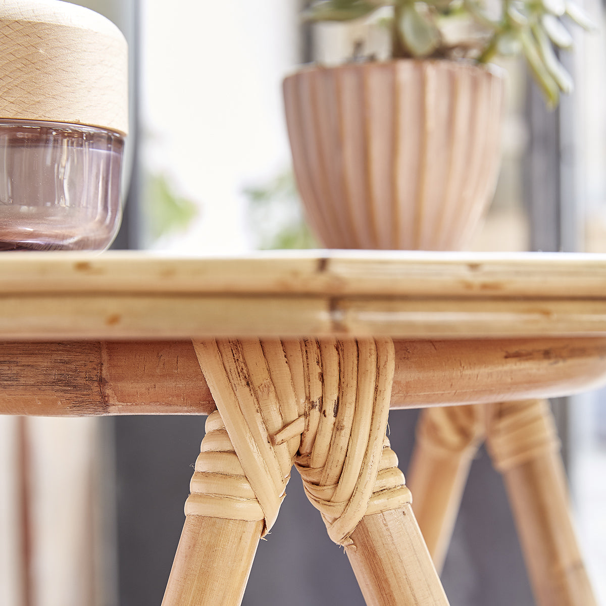 Berah Getah Paola table d'appoint rotin naturel ronde