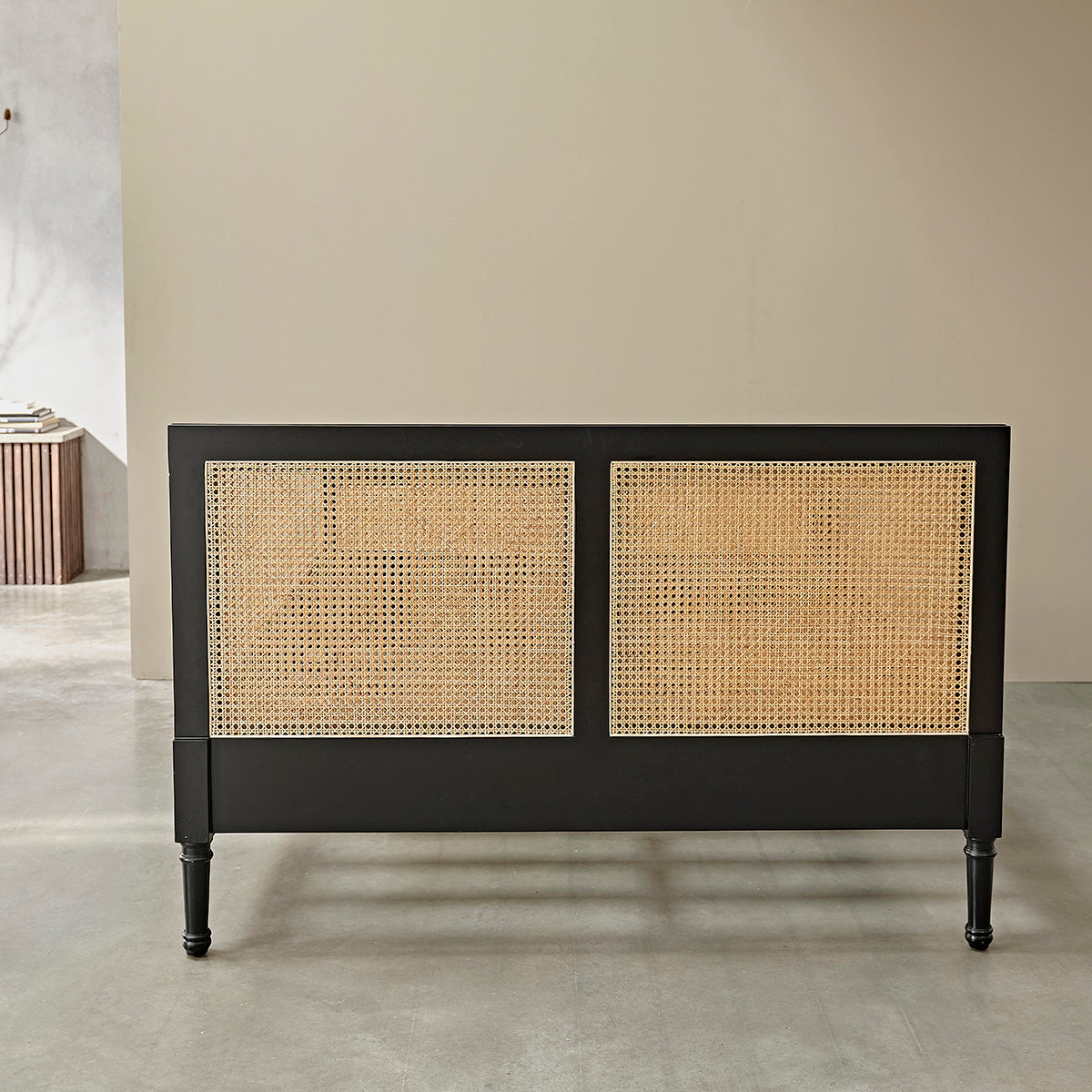 Berah Getah Soho lit cannage acajou 160 cm avec sommier
