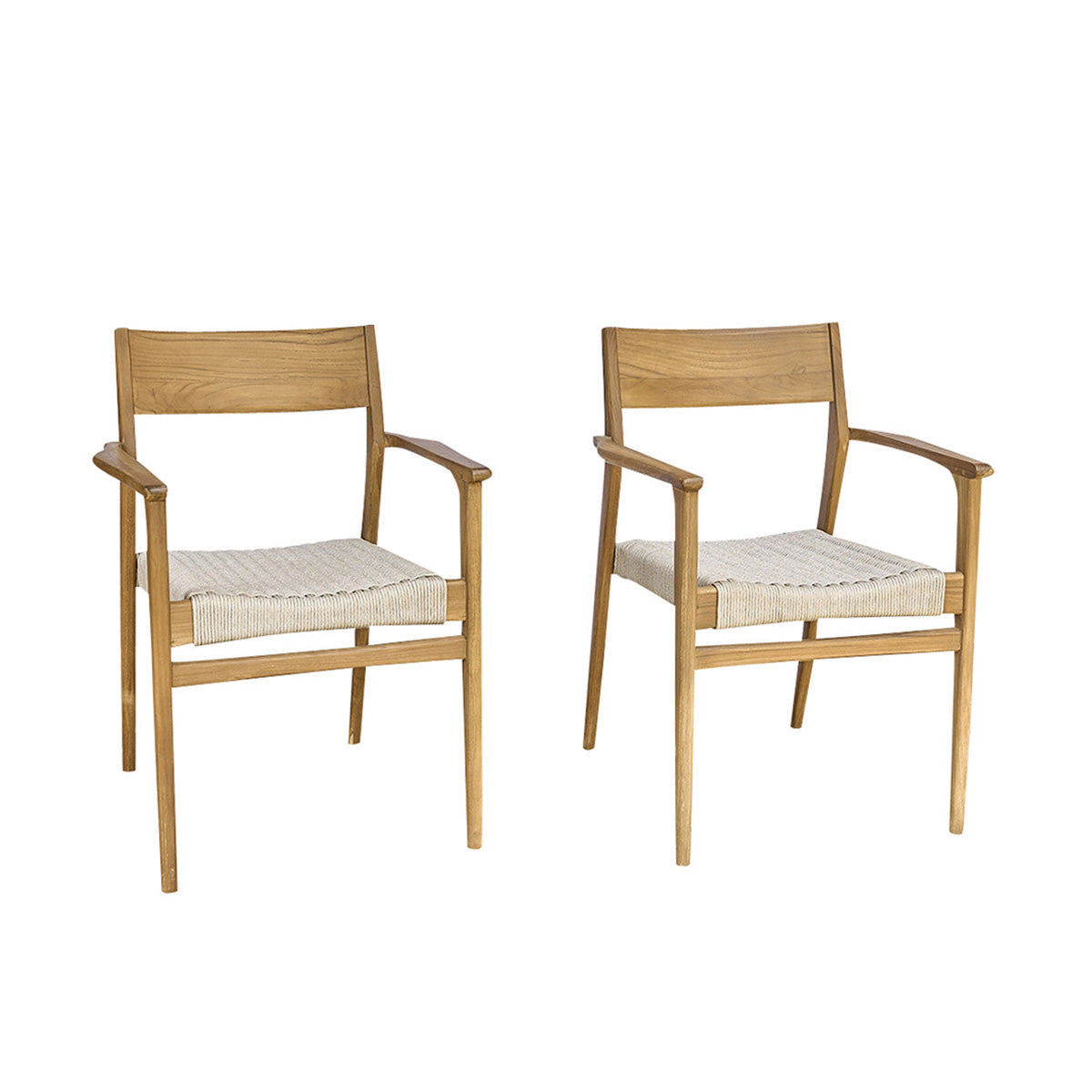 Berah Getah LIVIE fauteuil jardin teck cordage beige lot 2