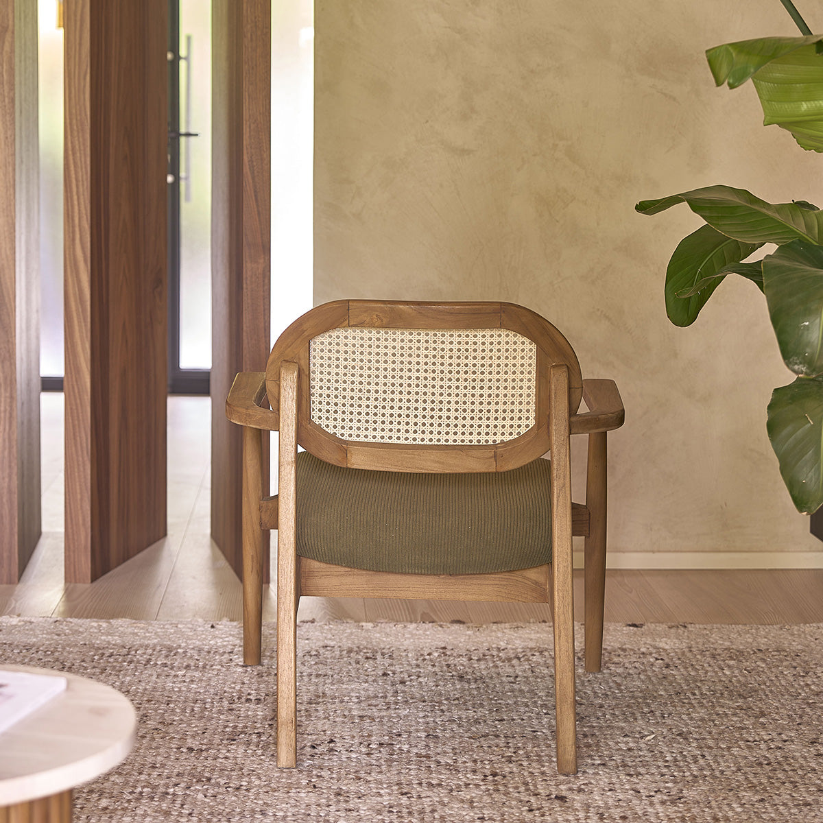 Berah Getah SABI fauteuil teck cannage velours kaki
