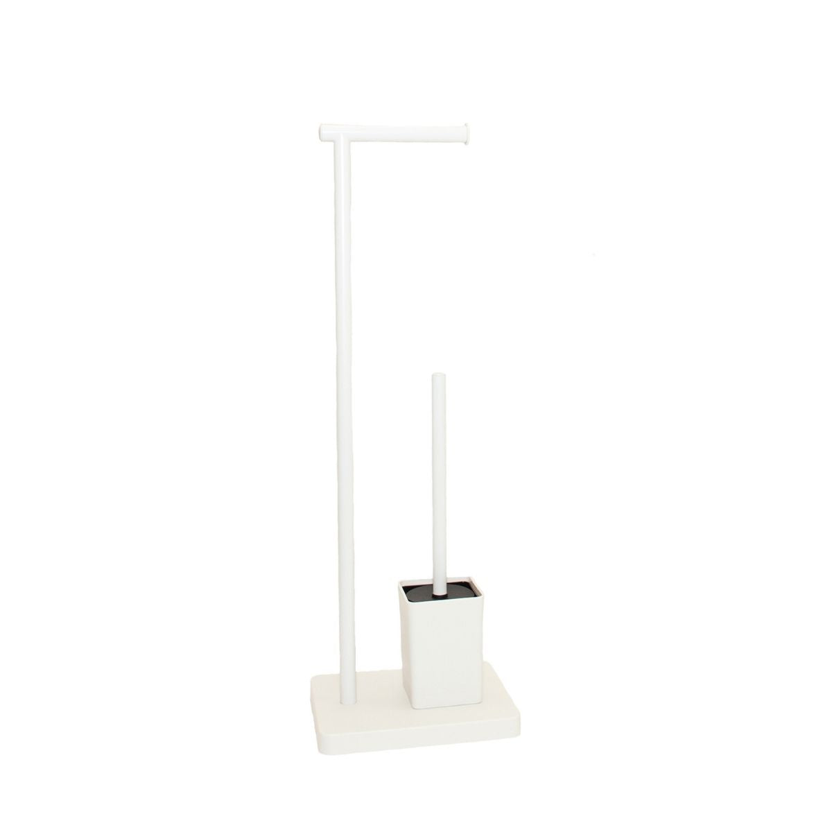Andrea House Baño porte-papier WC avec brosse métal blanc